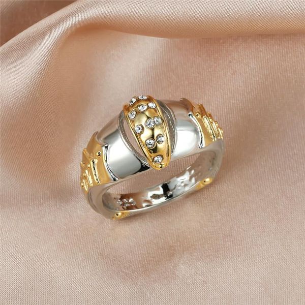 

wedding rings punk male female white round crystal ring luxury gold silver color jewelry vintage bride engagement for women men, Slivery;golden