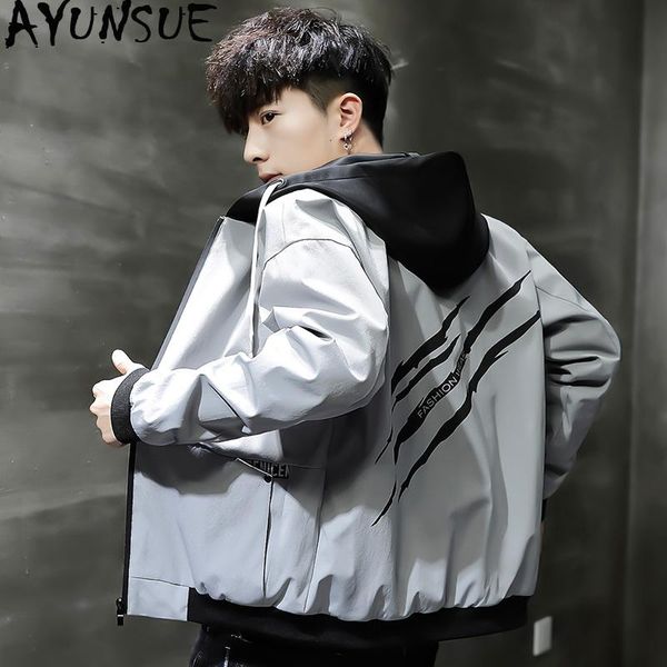 

men's jackets ayunsue jacket spring autumn korean coat hooded plus size clothes mens and coats fashion s17155-4 kj4656, Black;brown