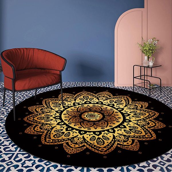 

carpets reese retro round living room coffee table pro rug golden mandala brings eternal happiness bedroom bedside decoration