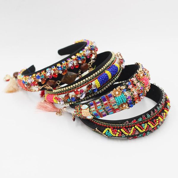 

hair clips & barrettes baroque color rhinestone headband fashion inlaid colored rhinestones luxury ethnic style accessories 862, Golden;silver