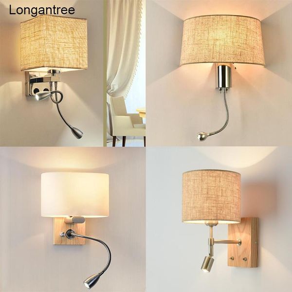 

wall lamps bedroom light bedside lamp adjustable book sconce led lights for home fabric vanity e27