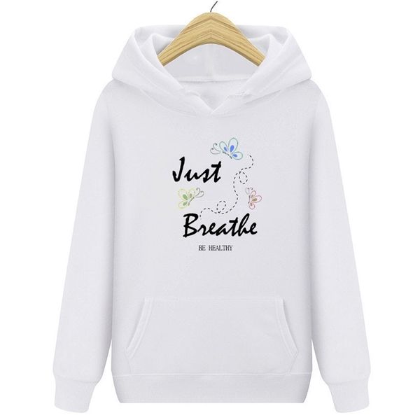 

2020 new casual women's just breathe butterfly printed sweatshirt sweater, Black