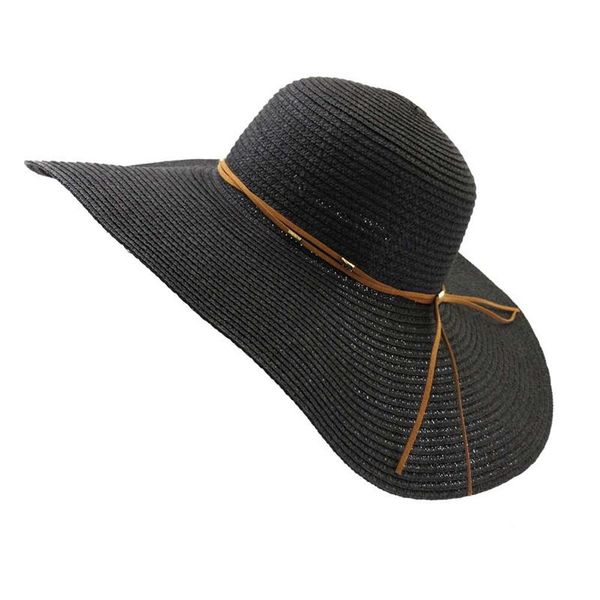 

wide brim hats women big 15cm summer sun protection beach outdoor black khaki straw paper round casual, Blue;gray