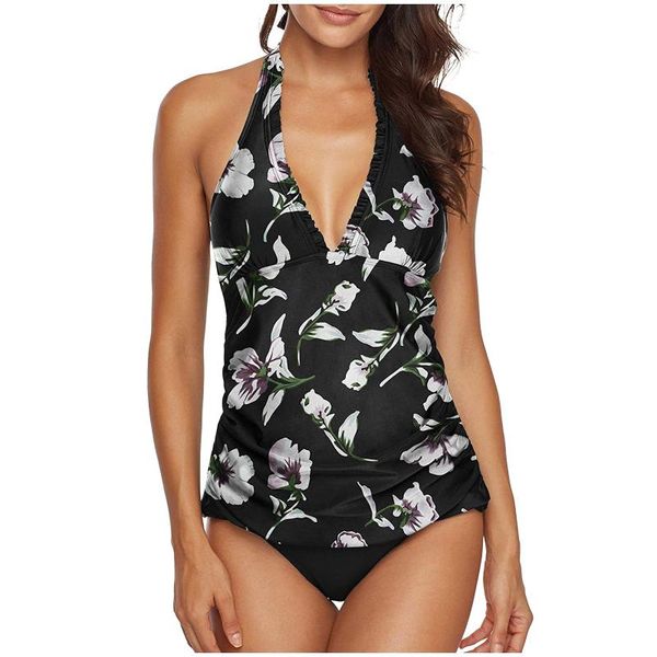 

women's two-piece floral print bikini swimsuit beachwear swimming suit snake skin bathing swimwear#30 swimwear, White;black