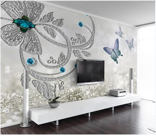

wallpapers custom po wallpaper 3d murals wall papers european style flower butterfly jewelry mural tv background paper home decor