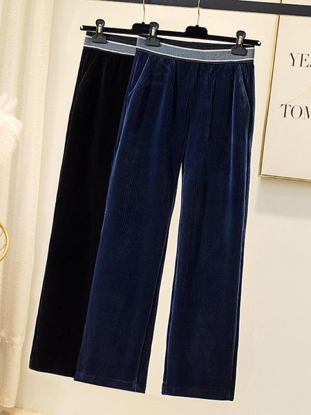 

women's pants & capris 4xl over plus size clothes thick corduroy high waist loose black women bottoms sweatpants korean fashion winter, Black;white