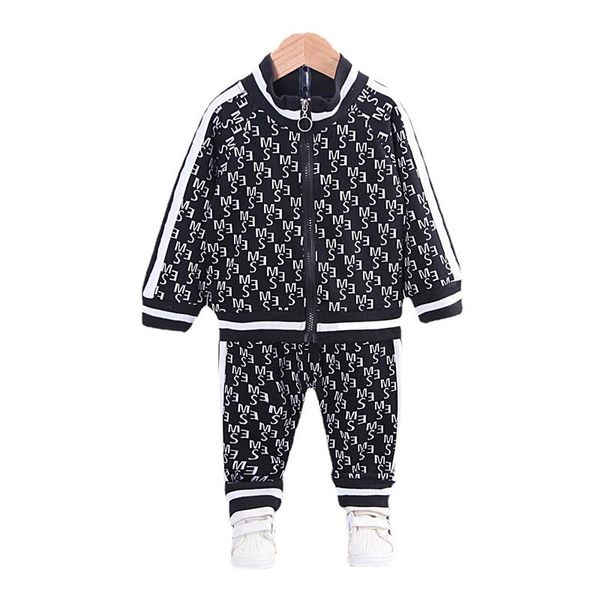 

clothing sets spring autumn fashion baby girls clothes children boys letter jacket pants 2pcs/sets toddler sports kids tracksuits, White