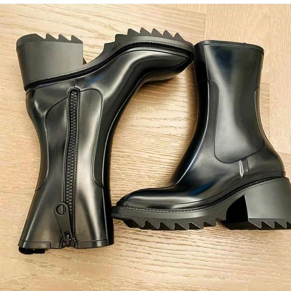 

boots brand comfortable soft rubber rain ladies fashion ankle autumn summer female high heel party runway shoes pump, Black