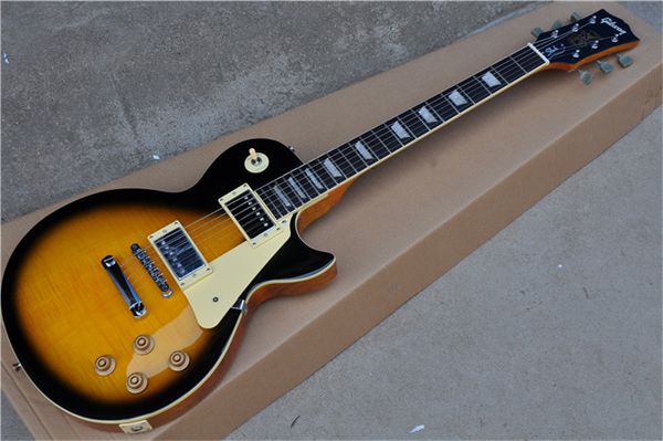 

diamond inlay custom headstock+ standard body&neck customized tobacco burst electric guitar with floyd rose bridge and lock nut