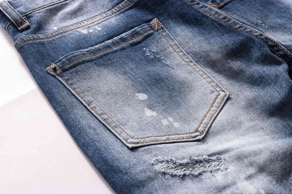 

men's jeans 2021 brand of fashionable european and american casual ,high-grade washing, pure hand grinding, quality optimization l i3zw, Blue