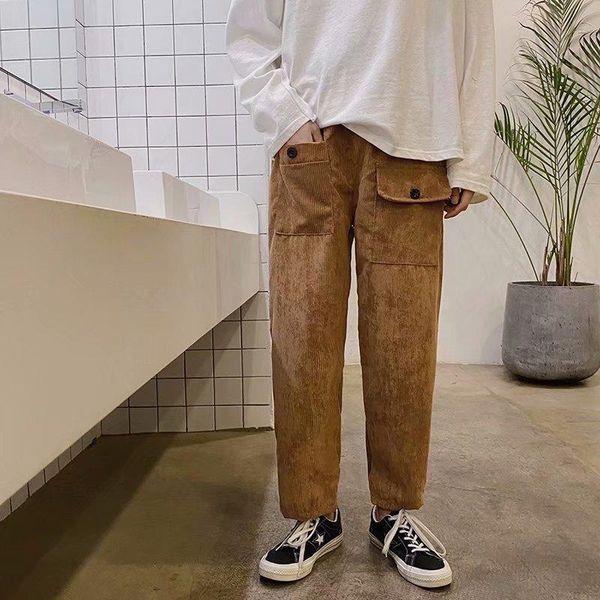 

men's pants clothing casual chinese style straight mid loose pocket fashion sports street attire long mens, Black