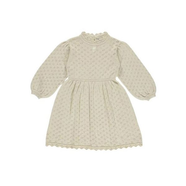 

style for autumn and winter girl's dress children's hollow-out long-sleeved knitted woolen dress 210515, Red;yellow
