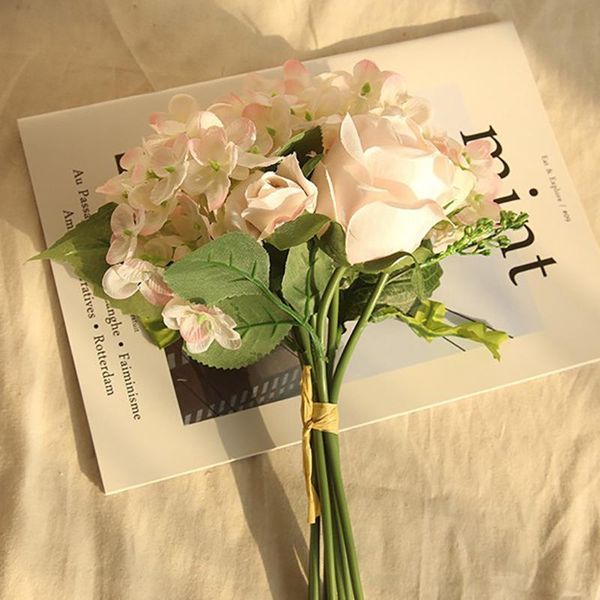 

decorative flowers & wreaths artificial silk fake peony floral wedding bouquet bridal rose flower party home diy