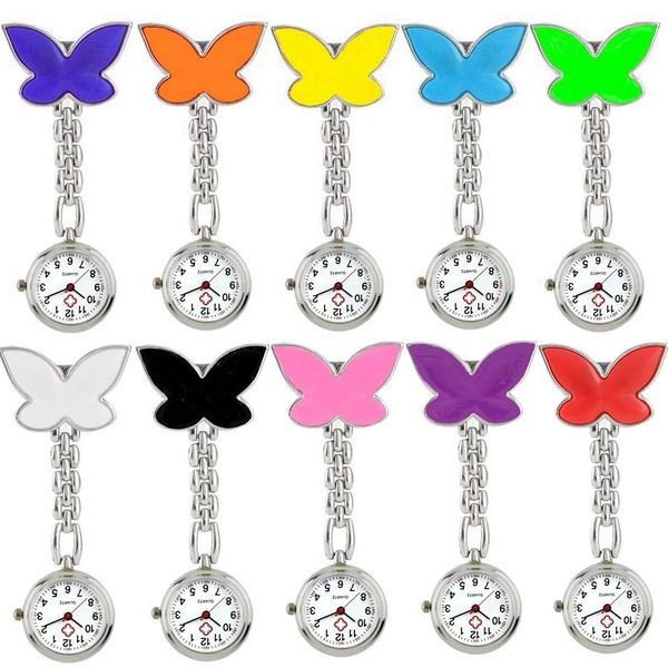 Borboleta Enfermeira Bolso relógio Mulheres Doutor Pingente Relógio Mais Newest Girl Quartz Broche FOB Pendurado Enfermeiras Médicas