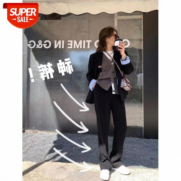 

1 meter eight long legs come from l, small black straight casual pants, women's waist was thin trousers #ds6d, Black;white