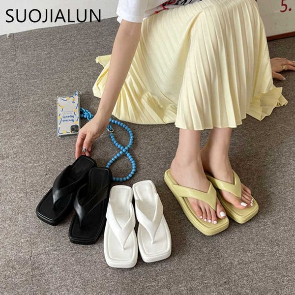 

suojialun summer women slipper flat heel slip on platform flip flop shoes ladies casual outdoor beach sandals slides 210630, Black