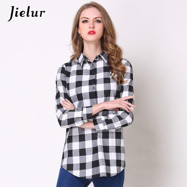 

women's blouses & shirts single-breasted plaid shirt female spring long sleeve blouse work wear simple korean office lady blusas vint, White