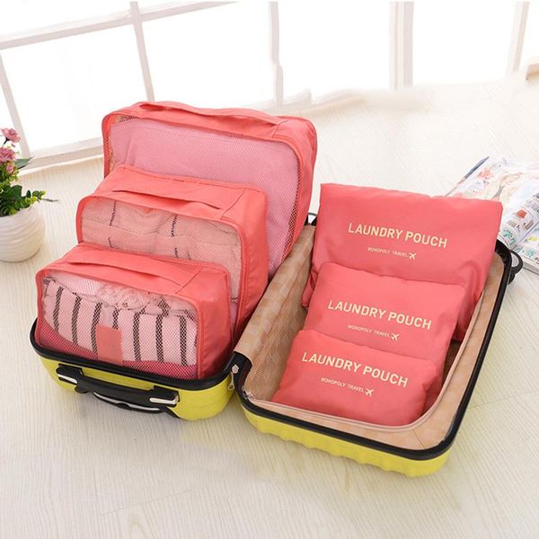 

bathroom storage & organization 6pcs/set nylon travel clothing socks makeup bag waterproof mesh pouch luggage organizer outdoor home sac de