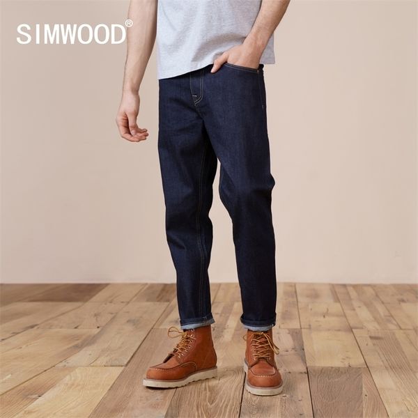 

spring jeans men comfortable selvage denim trousers plus size casual ankle-length pants sk11 210716, Blue