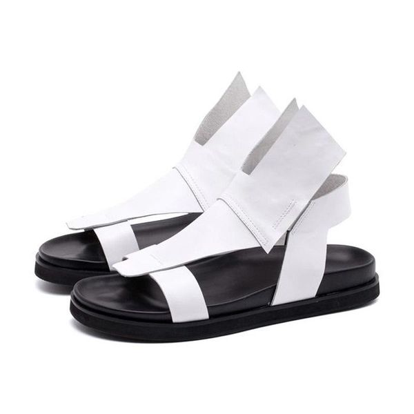 

sandals 2021 italy summer men gladiator beach casual genuine leather personality open toes thick platform shoes male, Black
