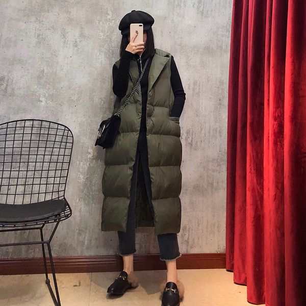 

vests down cotton waistcoat women's middle long loose korean version autumn and winter 2021 waistcoat vt coat, Black;white