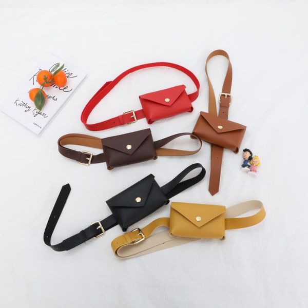 

kids mini clutch bag 2021 cute leather fanny pack for baby girls small coin wallet pouch toddler chest belt crossbody purse, White