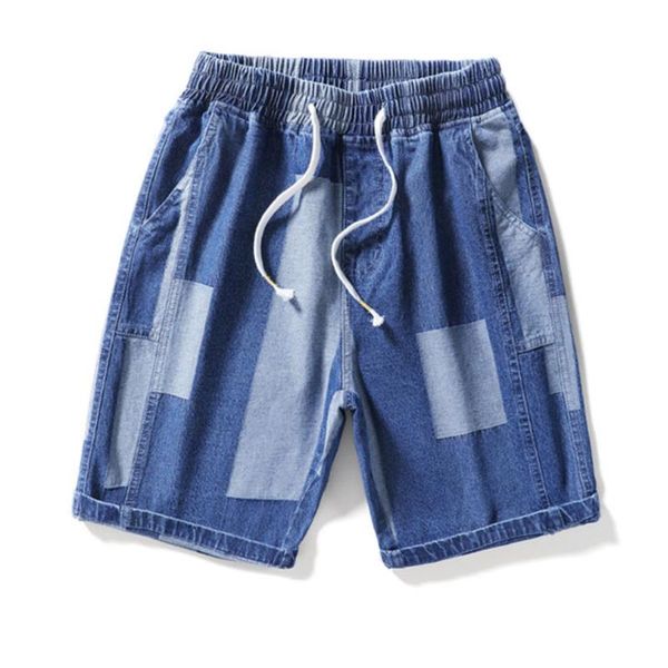 

men's shorts plus size m-8xl baggy jeans short men korean streetwear black block denim high waisted ripped big and tall mens clothing, White;black