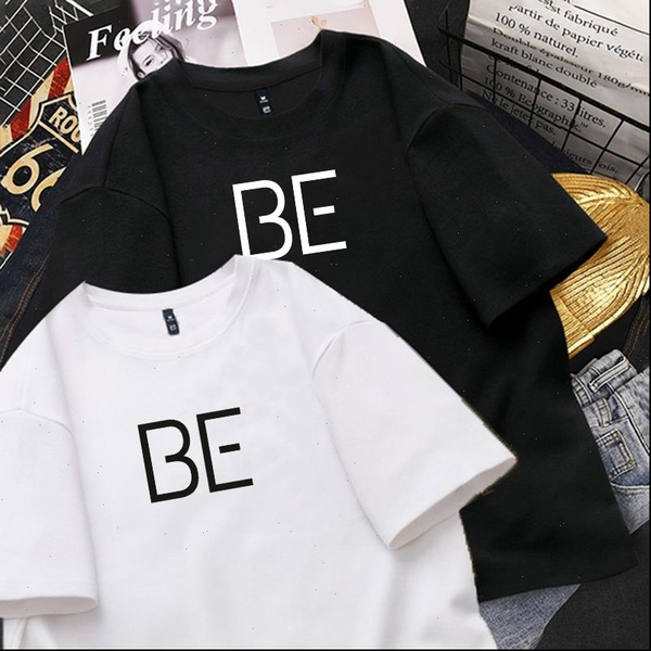 

womens album be print harajuku t shirt kpop korean style short sleeve cute casual hip hop top, White