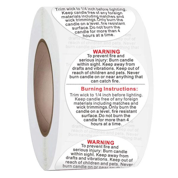 

gift wrap 500pcs candle warning labels jar container round stickers safety for jars and tins decoration sticker roll
