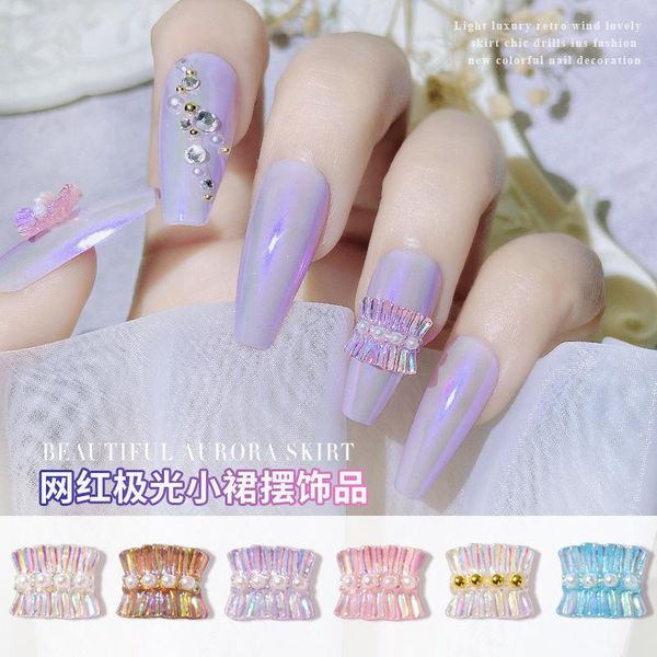 

nail art accessories aurora skirt pearl lace little red book diy sticker decoration decorations, Silver;gold