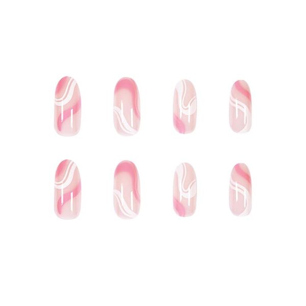 

false nails 24pcs press on simple pink wear short paragraph fashion manicure patch save time wearable nail nai, Red;gold
