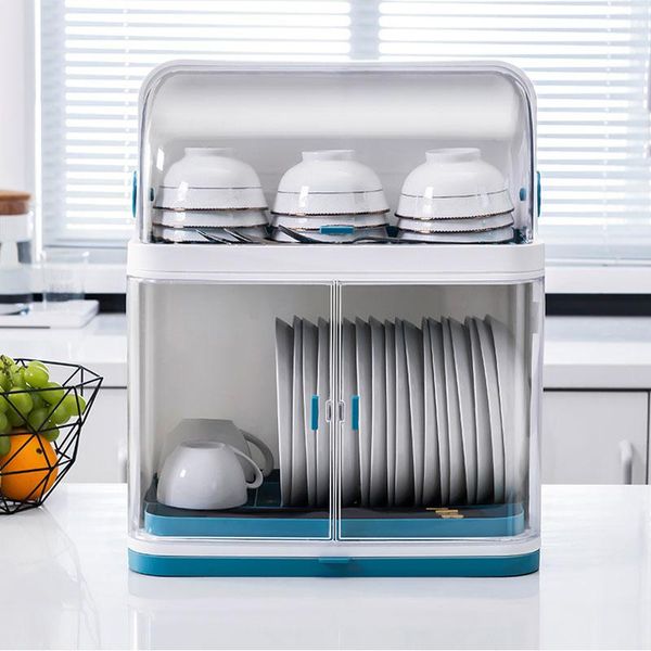 

bathroom shelves kitchen bowl chopsticks storage plastic cupboard household dish drain rack with lid for tableware finishing yhj030604