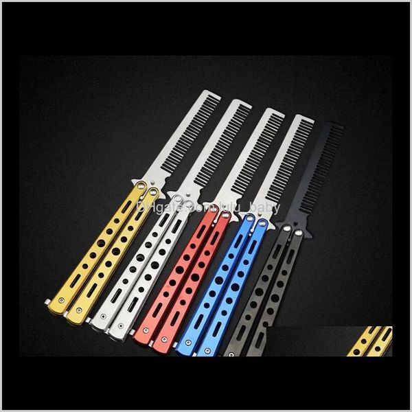 100Pcs Fashion Delicate Pro Salon Pieghevole in acciaio inossidabile Training Butterfly Practice Style Knife Pettine Tool Jwgde Djlet