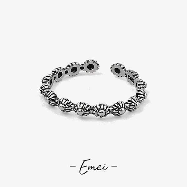 

ring korean accessory flower female opening old silver temperament trend
