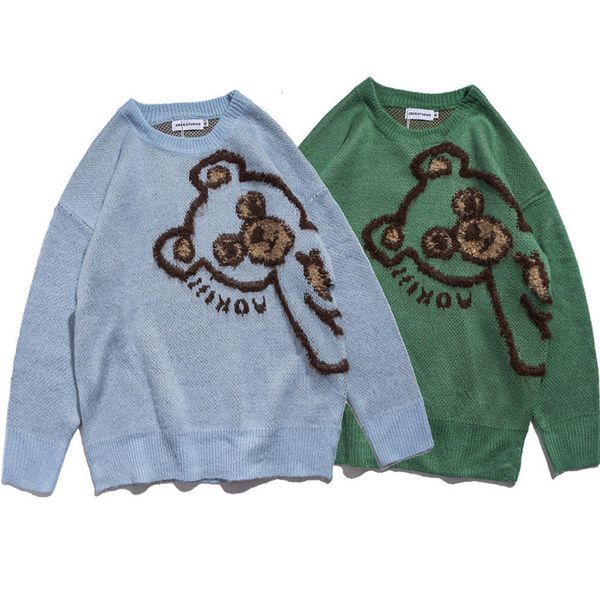 

men's sweaters sweaters, men's and women's knitwear, street clothes interesting embroidered bears, large size, harajuku, roun, White;black