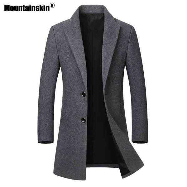 

mountain men's wool et thicken coats casual slim fit turn down collar fashion male trench coat mens brand clothing sa624, Black