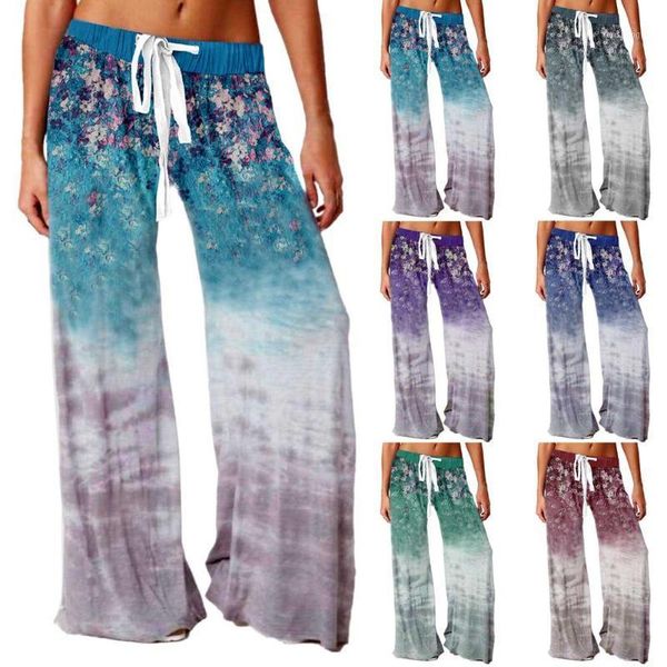 

women's pants & capris woman casual wide-leg unique design elastic waist trouser ladies harem autumn floral print ca pri oversize, Black;white