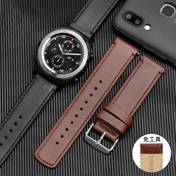 

watch bands beafiry fashion genuine leather band 18mm 20mm 22mm quick release straps watchbands belt brown black for men women, Black;brown