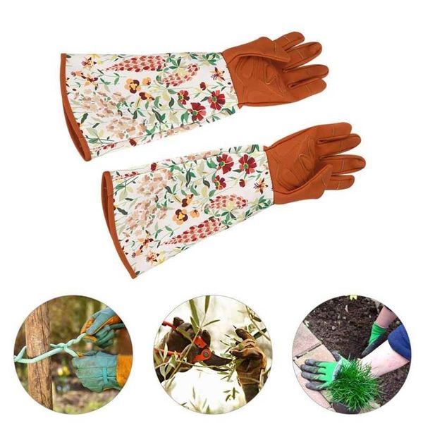

disposable gloves garden long sleeve gardening work nitrile floral print rose pruning non-slip 1pc