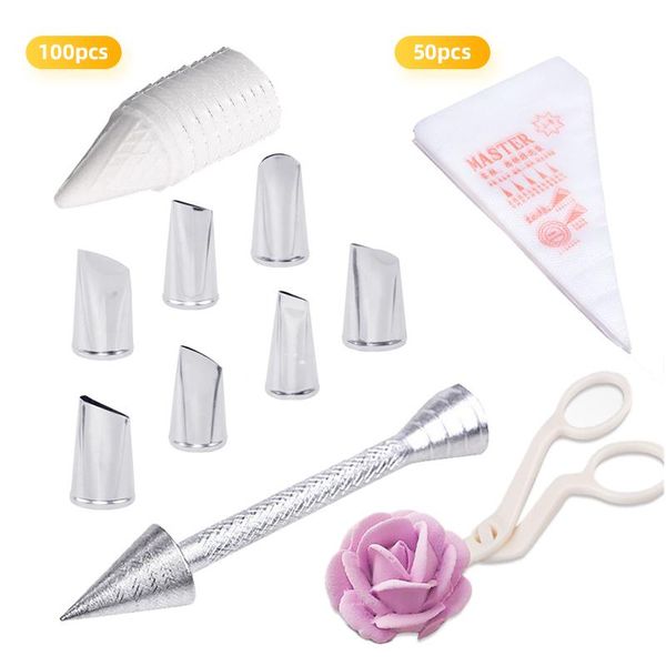 

baking & pastry tools 158pcs/set cake decorating tips set cream icing piping fondant rose nozzle