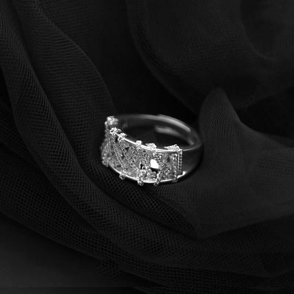 

cluster rings 925 silver winding chain vintage punk charm boho minimalism birthday gift haut femme anillos for women jewelry, Golden;silver