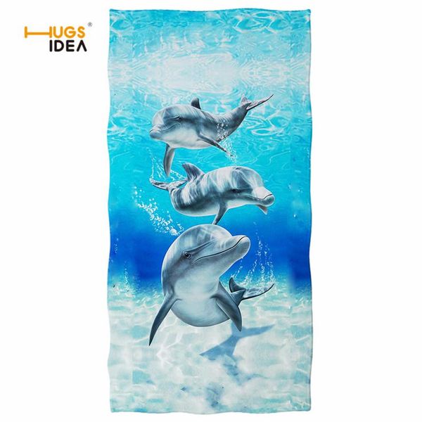 

towel hugsidea cute animal dolphin pattern shower large beach towels microfiber travel outdoor swimming gym bathroom
