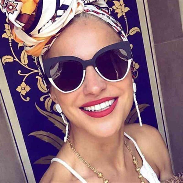 

cat eye women sunglasses tinted color lens men vintage shaped sun glasses female eyewear sunglasses brand designer, White;black