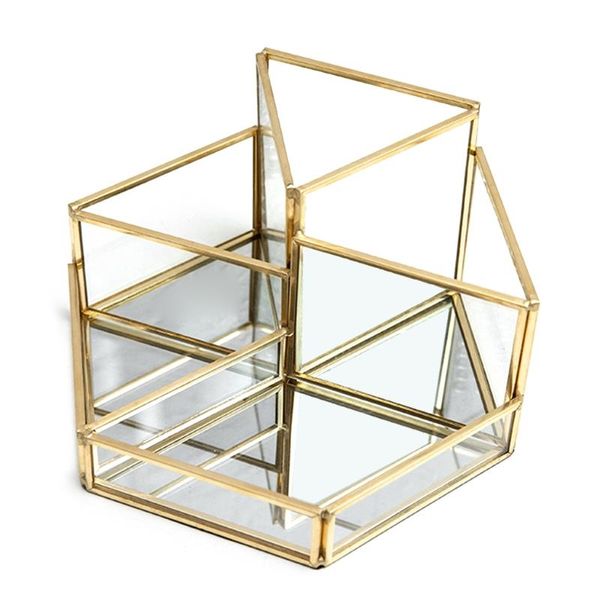 

geometric clear glass jewelry box organizer holder tablemakeup storage case 50jd boxes & bins