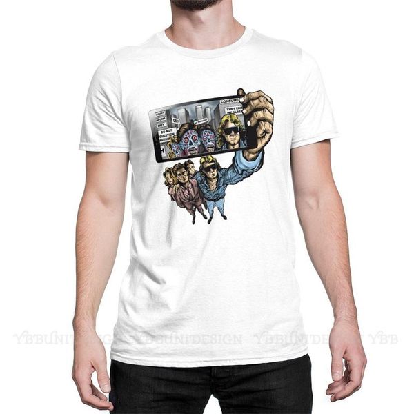

men's t-shirts men t shirts they live science fiction horror film funny tee shirt we selfie short sleeve t-shirt pure cotton adult, White;black