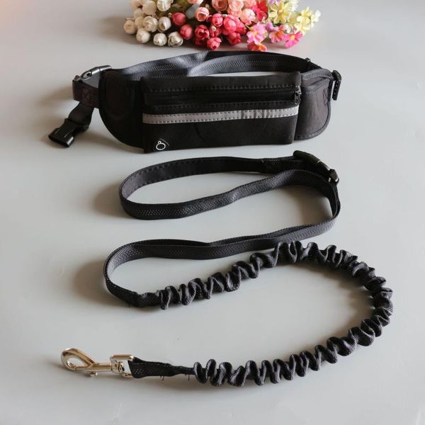

dog collars & leashes reflective traction rope pet running belt elastic hands jogging pull waist rop