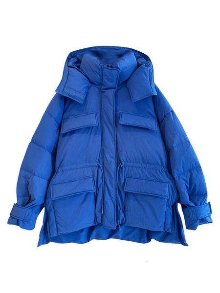 

klein blue cotton et women's down cotton women's 2021 bright leather wash autumn and winter medium long, Black