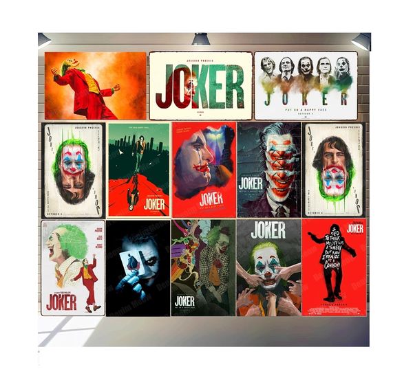 2022 Joker Put on A Happy Face Targa Metallo Dipinto Classico Film Vintage Retro Targhe in metallo Bar Pub Cafe Decorazioni per la casa Camera da letto Film Wall Art Stickers Formato regalo 30X20 cm