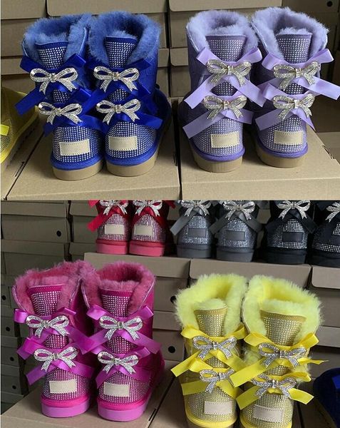 

diamond boots new woman sheep fur one snow boot woman manual iron drill heel bright us4-10, Black