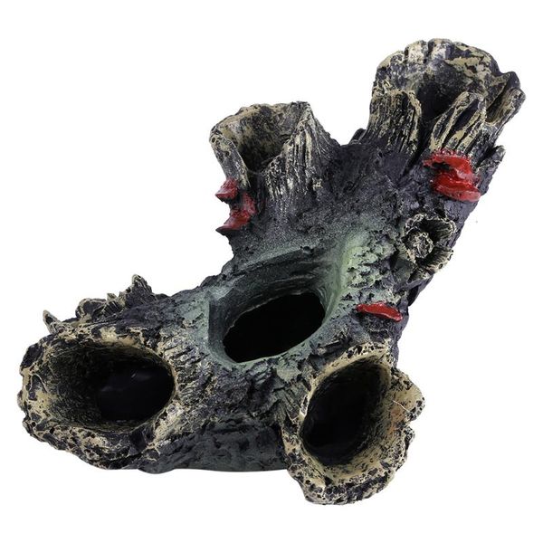 

decorations artificial resin aqua aquarium dead wood fish to avoid hole tank ornament decor